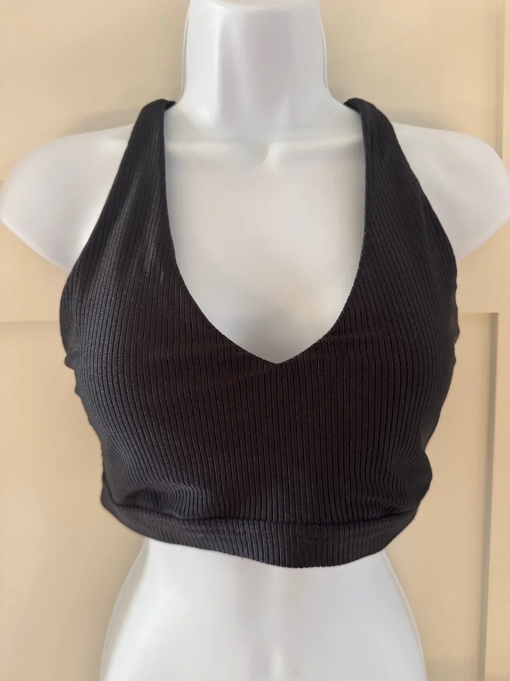 aerie Black Ribbed Halter Bralette - Picture 2 of 5